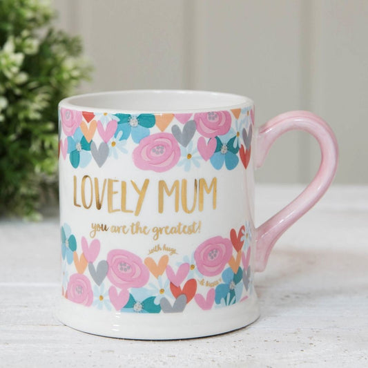 Lovely Mum Mug - Perfect beautiful - Rose Heart Flower Design