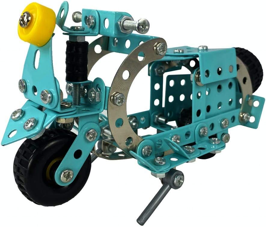 Teal mechanical robot chassis with wheels on a white background