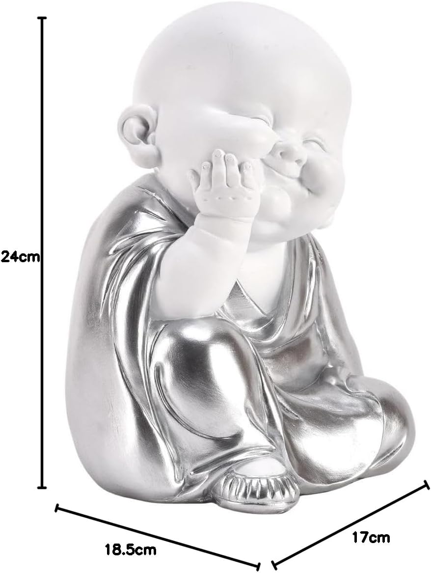 Hestia White & Silver Buddha - Hand on Chin
