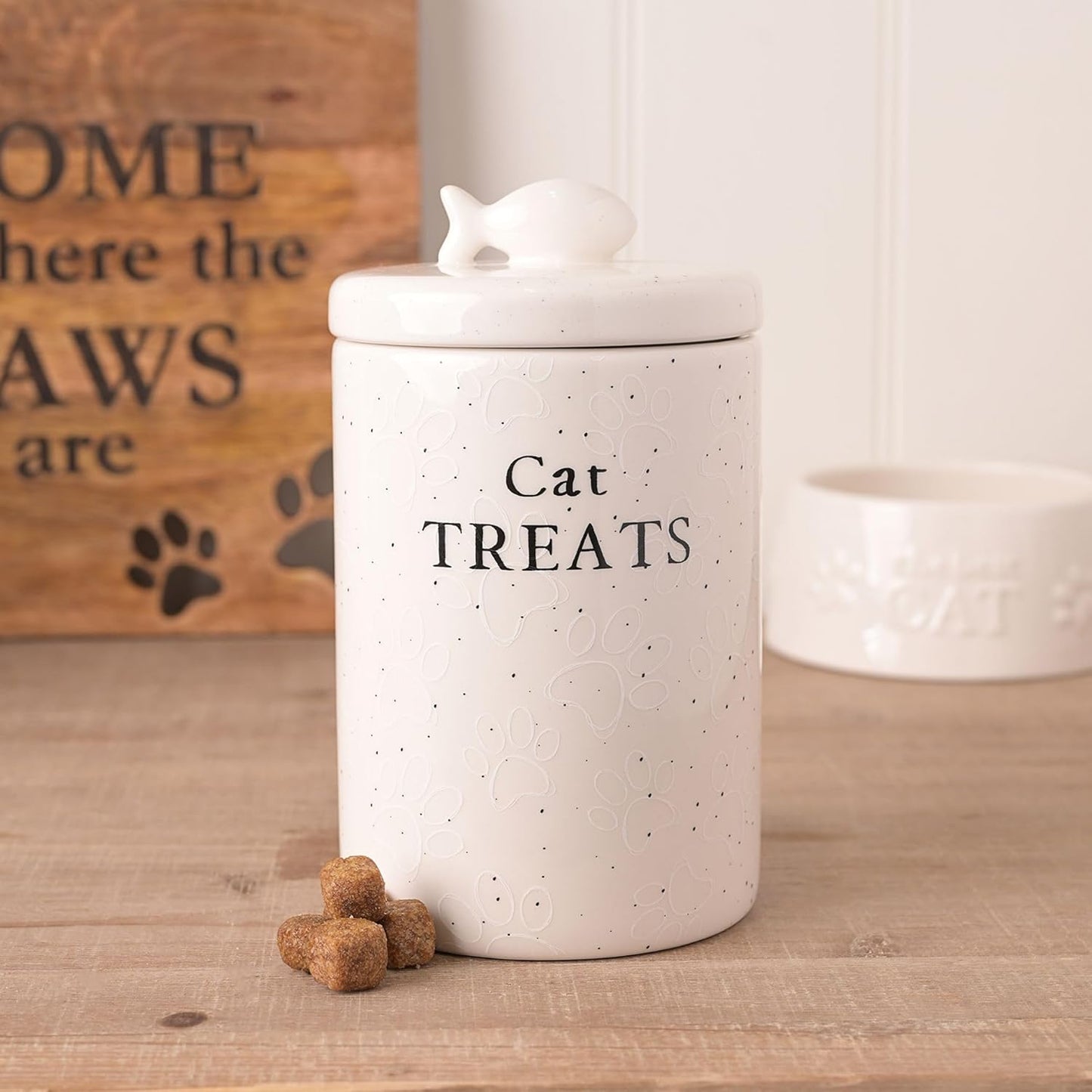 Cat Treat Jar - Best of Breed Paw Prints