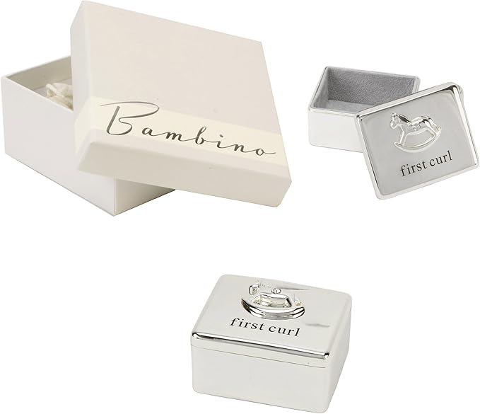 Bambino Silverplated First Curl Box – Baby Keepsake Gift