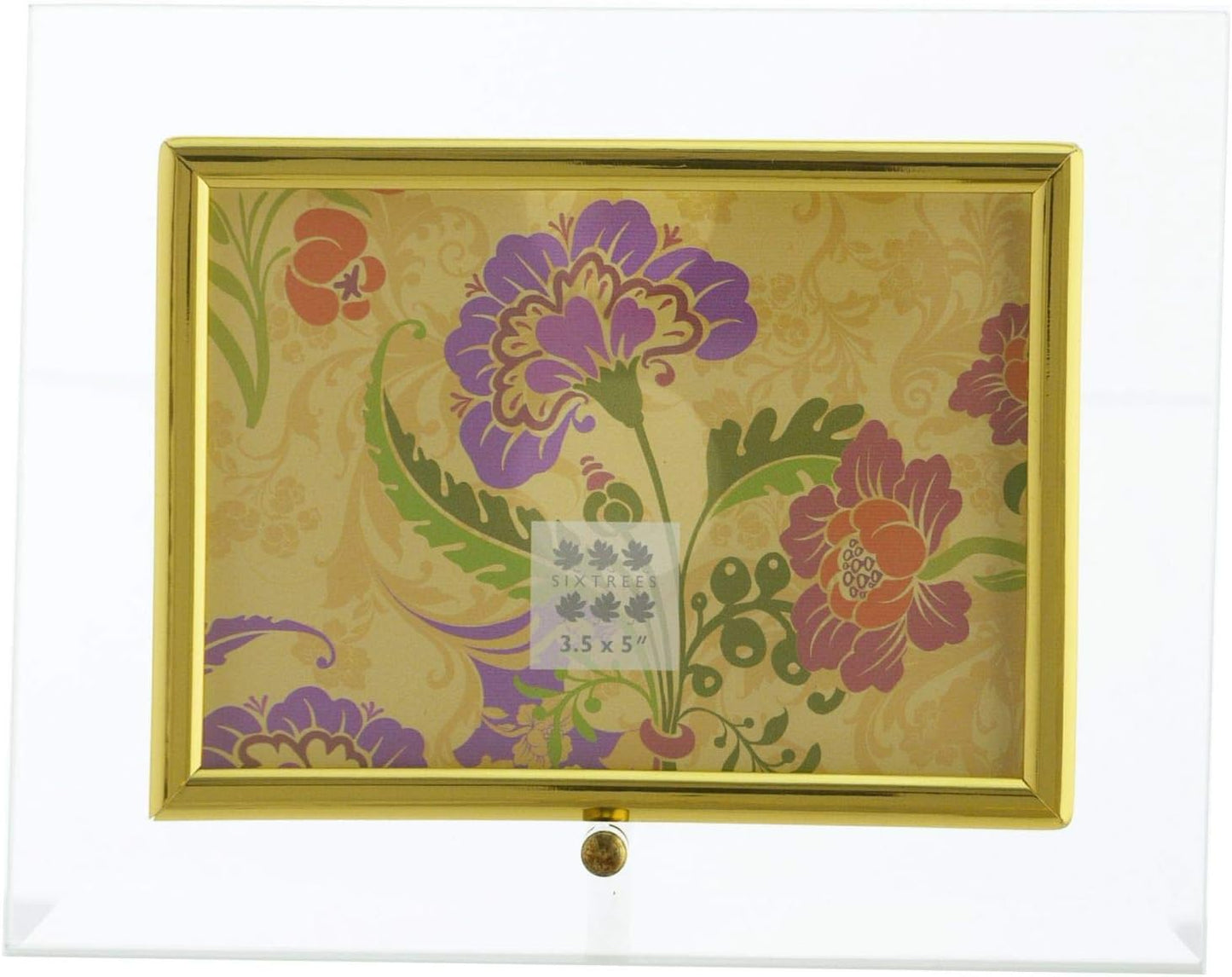 Sixtrees Flat Bevelled Landscape Glass Gold Photo Frame - 5x3.5 inch