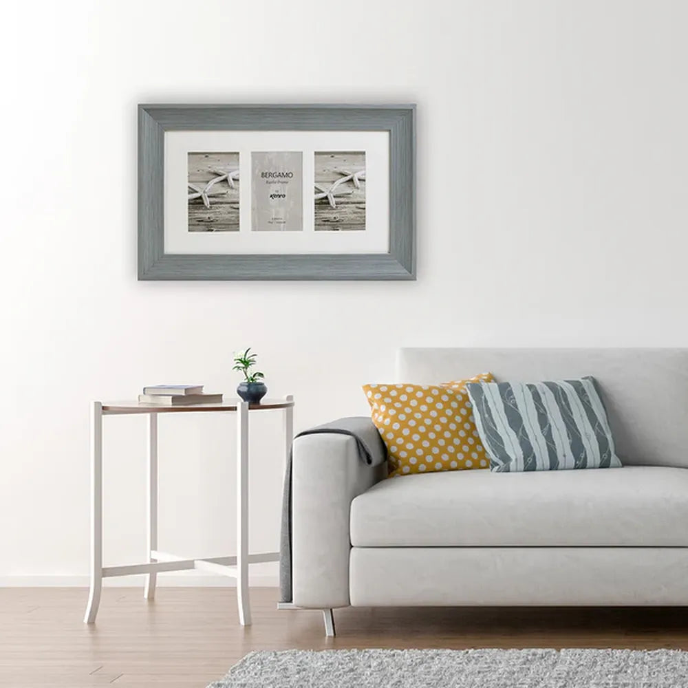 Kenro Bergamo Rustic Series 7x5 Triple Photo Frame - Grey