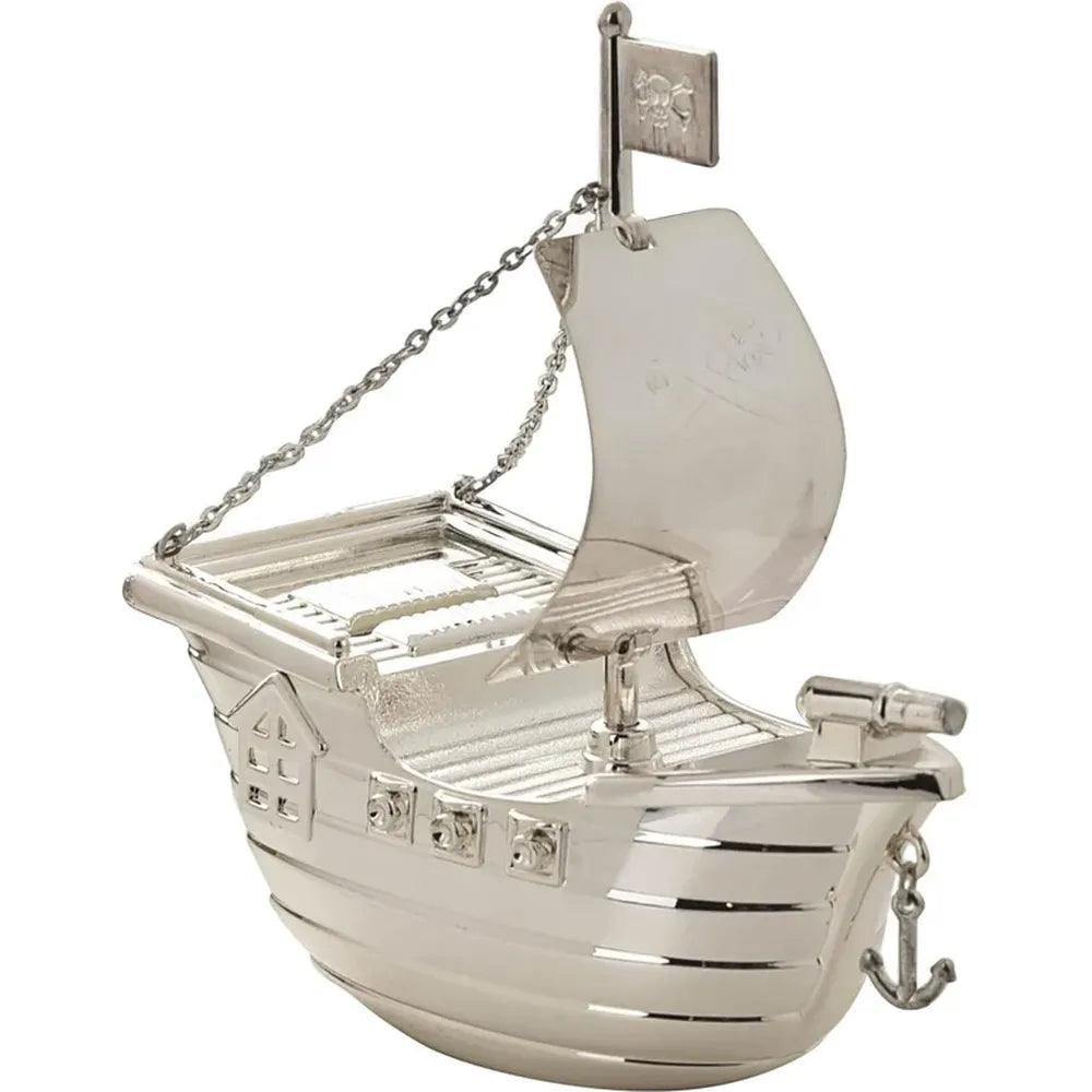 Silver Plated Ship Money Box