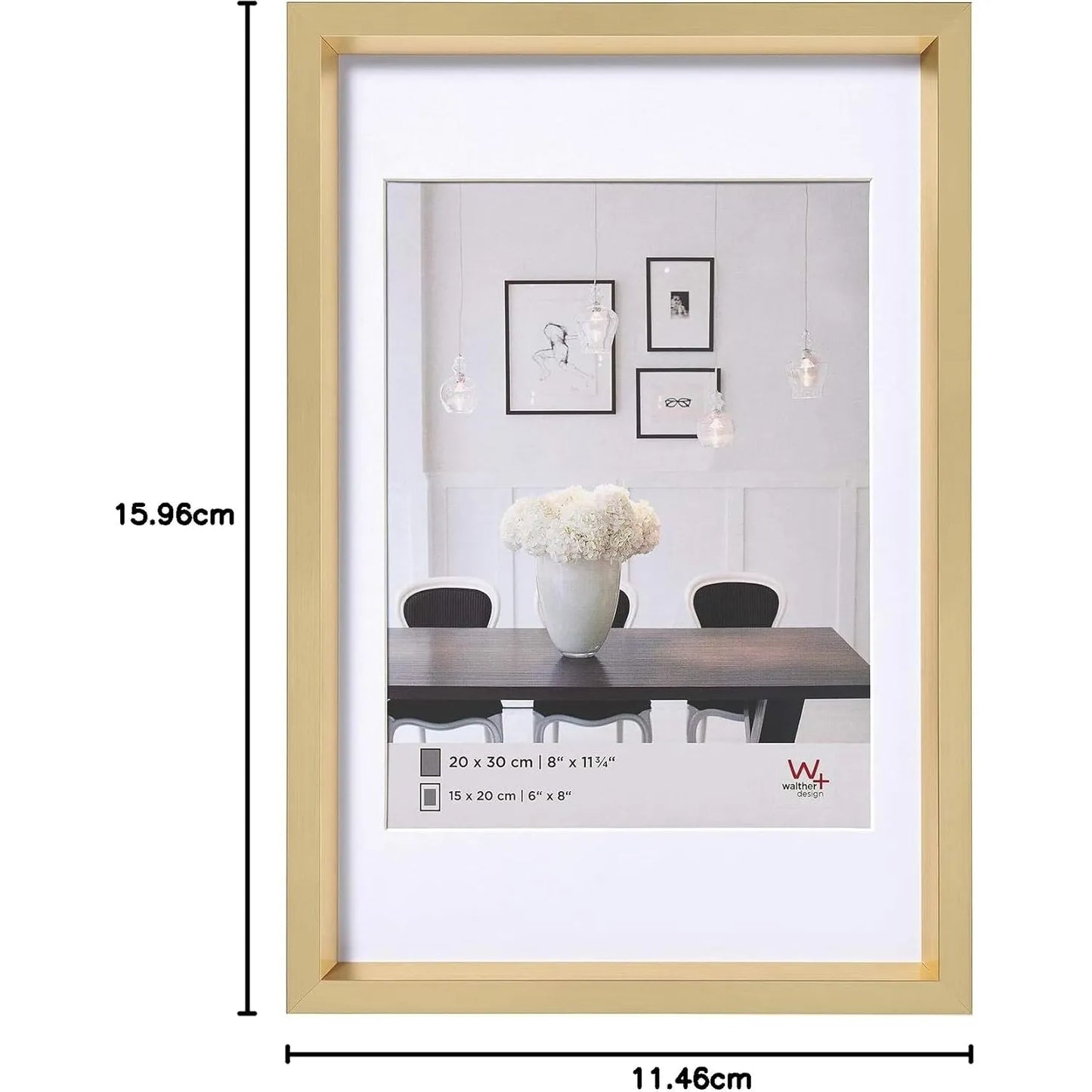 Walther Steel Style Photo Frame Gold 5.9x4.1 Inches