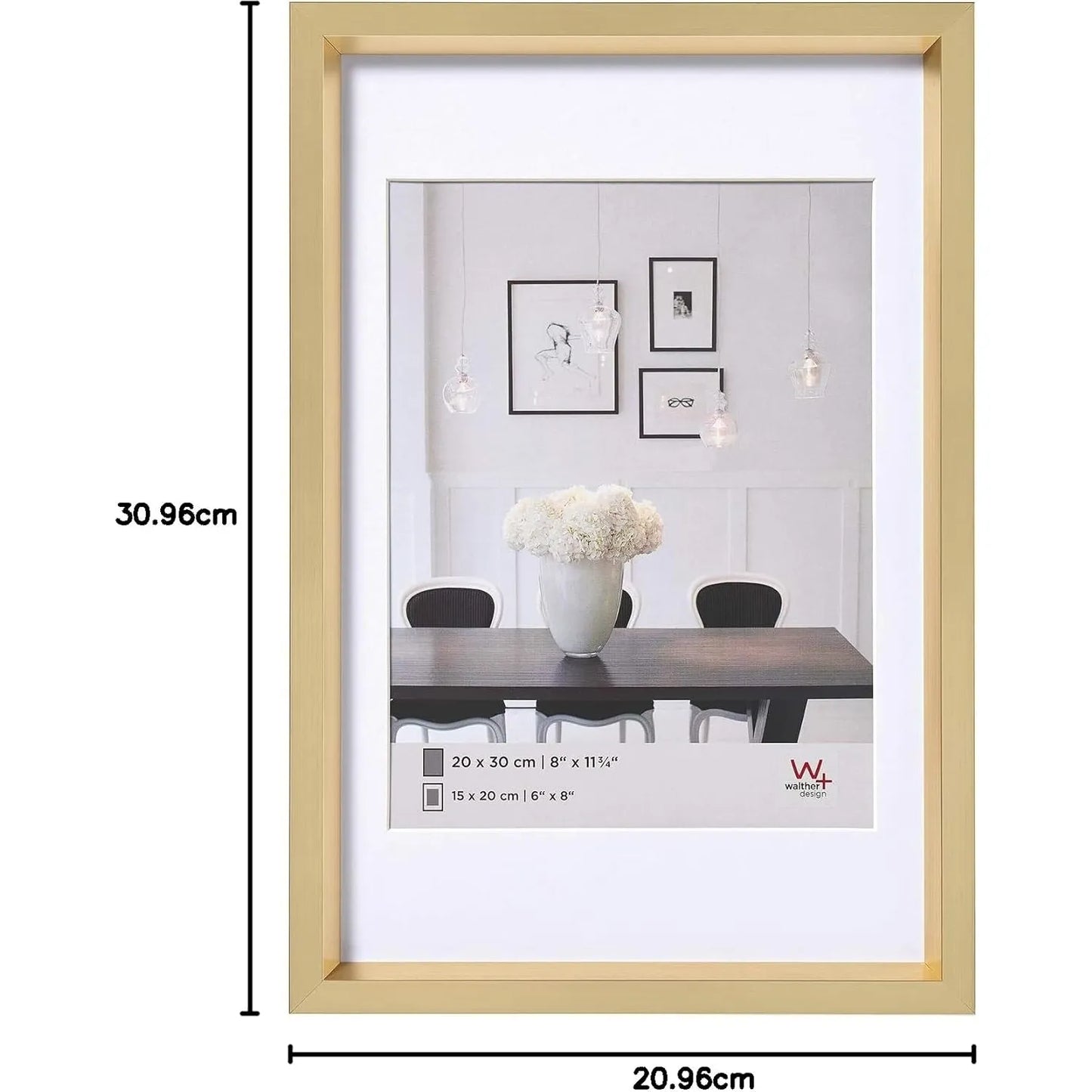 Walther Steel Style Photo Frame Gold 12x8 Inch