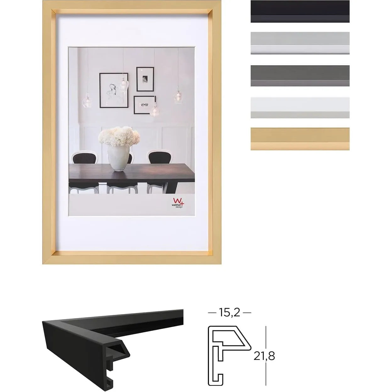 Walther Steel Style Photo Frame White 7x5 Inch