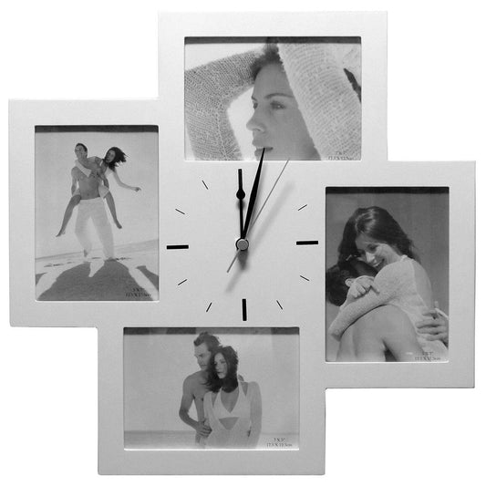 Bergamo Clock Multi Aperture Photo Frame For 4 7x5 Photos