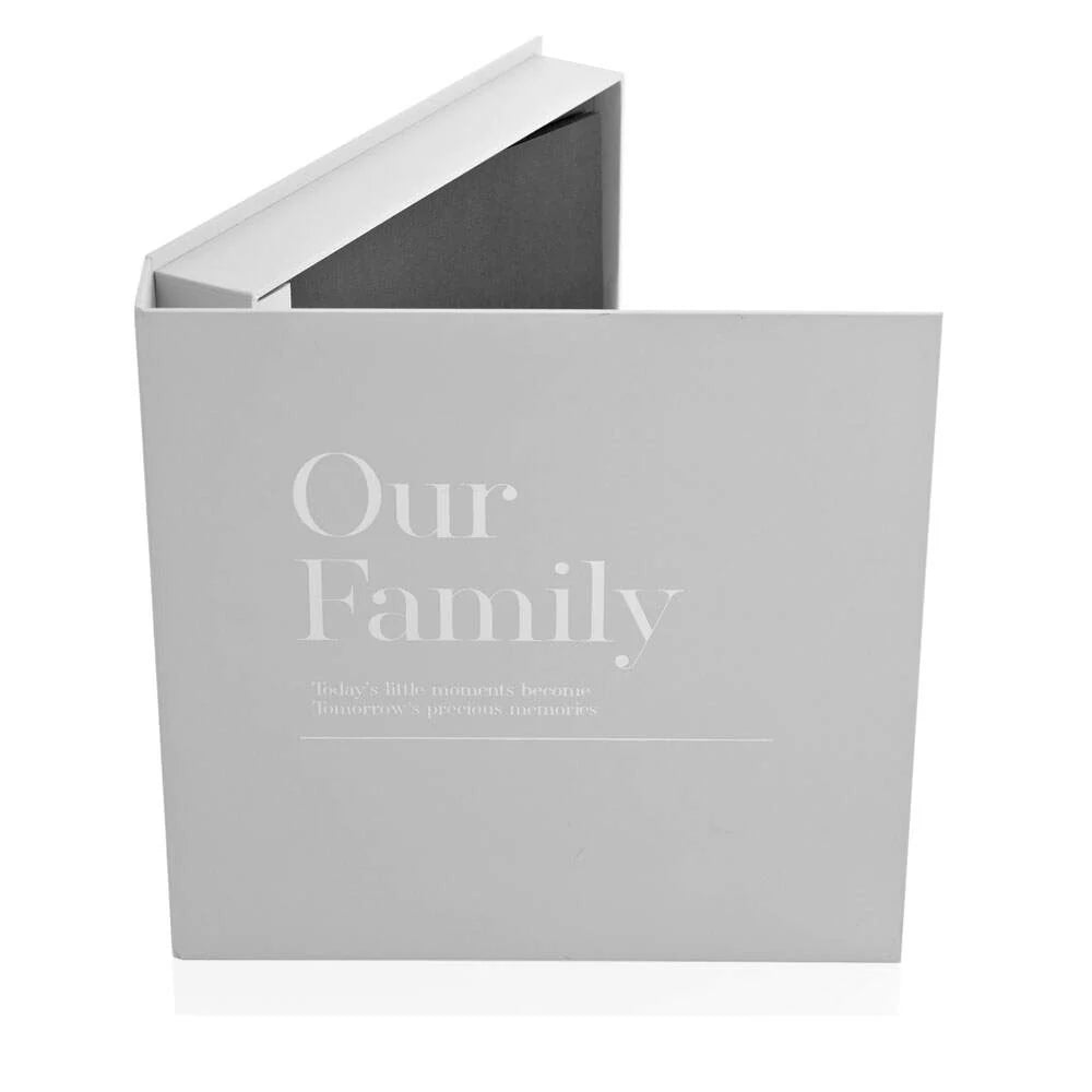 Moments Our Family Coffee Table Album | 30 Blank Card Pages | 28.5 x 28cm | Silver Grey