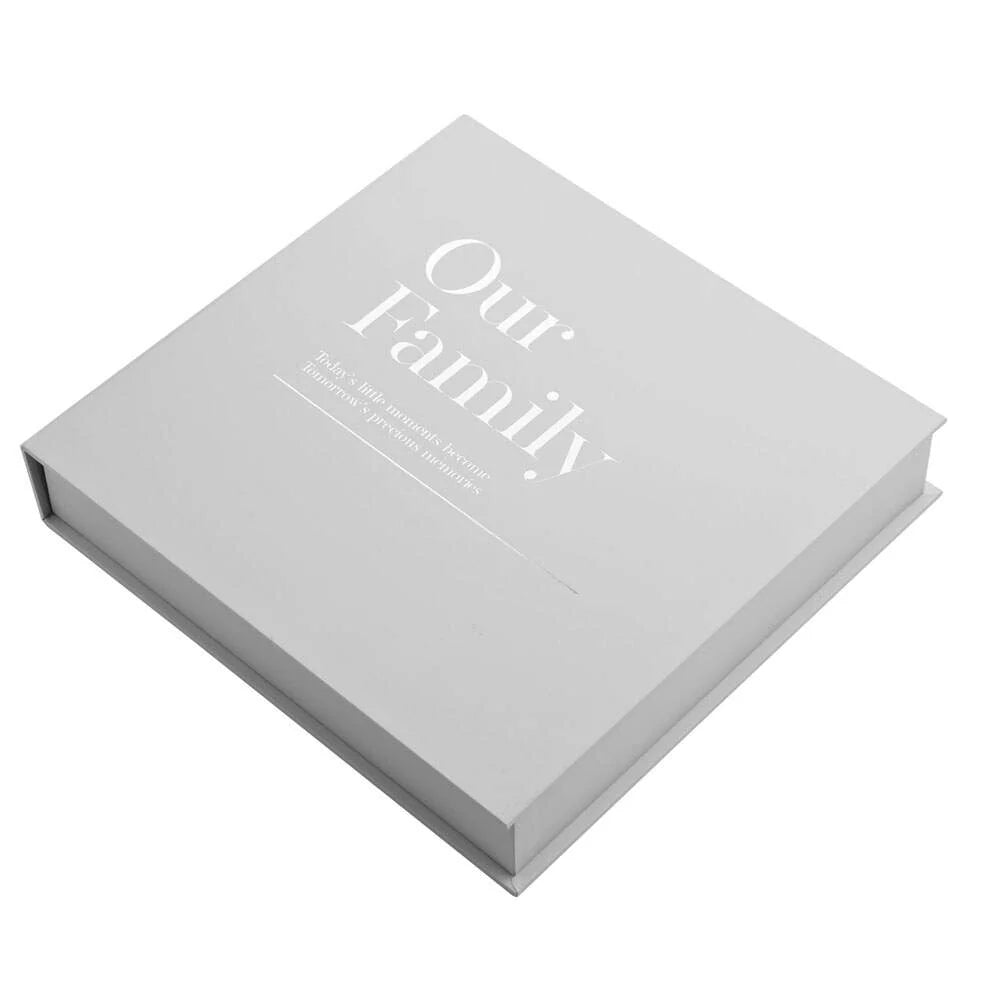 Moments Our Family Coffee Table Album | 30 Blank Card Pages | 28.5 x 28cm | Silver Grey