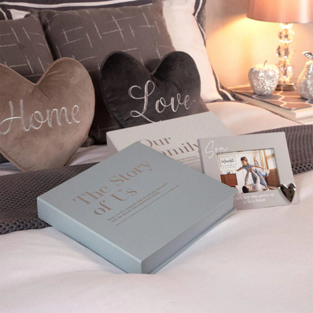Moments Our Family Coffee Table Album | 30 Blank Card Pages | 28.5 x 28cm | Silver Grey