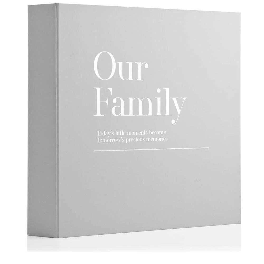Moments Our Family Coffee Table Album | 30 Blank Card Pages | 28.5 x 28cm | Silver Grey