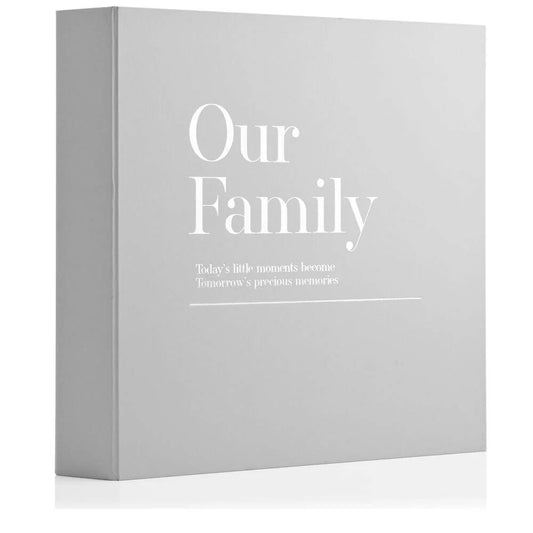 Moments Our Family Coffee Table Album | 30 Blank Card Pages | 28.5 x 28cm | Silver Grey