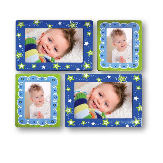 Sticky Photo Frame for 4 Photos - Blue Stars