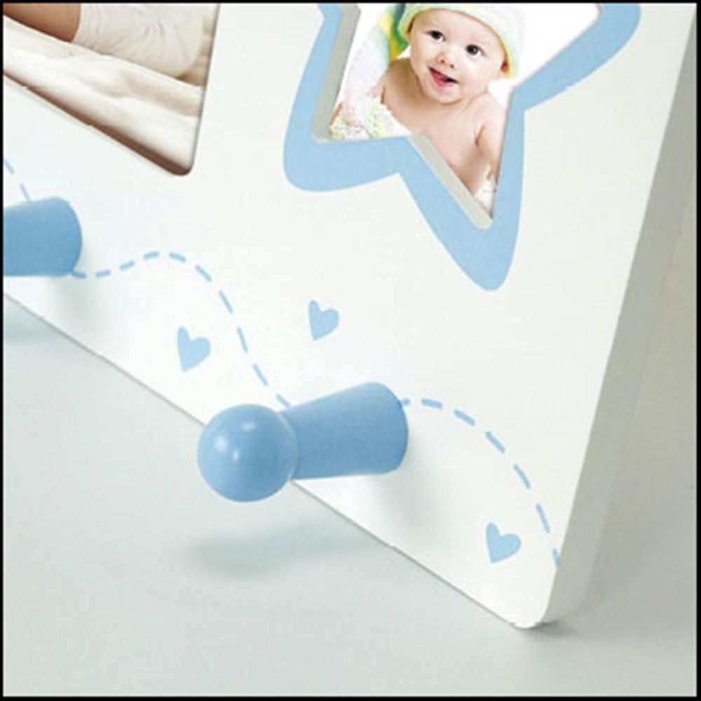Baby Blue Double Photo Frame with Clothes hooks