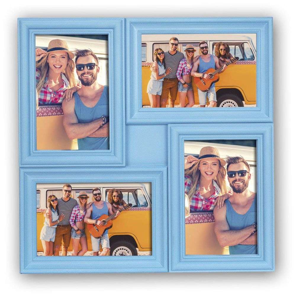 Minorca Blue Multi Aperture Photo Frame For 4 6x4 Photos