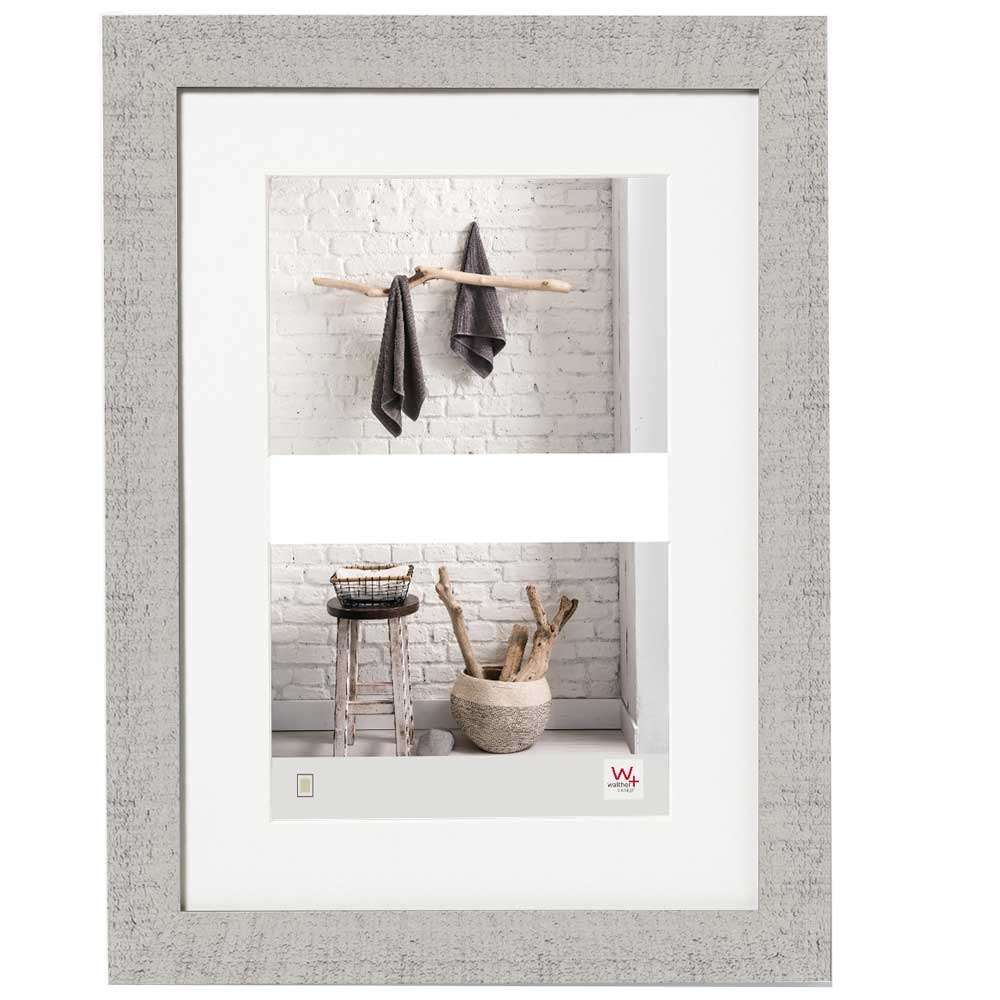 Walther Home Wooden Picture Frame - 14x10 inch (Insert for 2x 7x5 inch) Light Grey