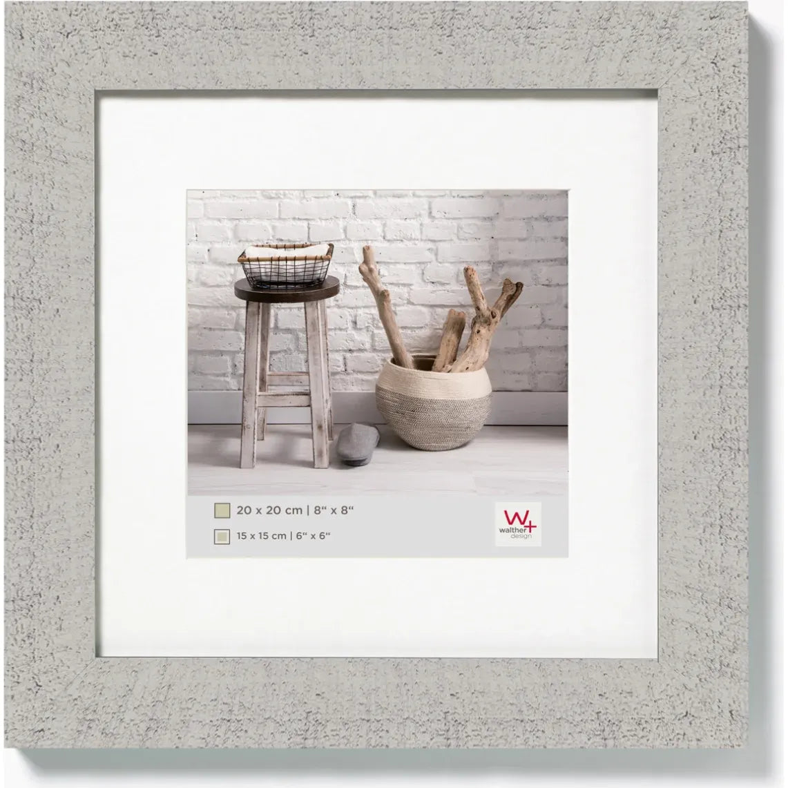 Walther Home Light Grey Wooden Picture Frame – 8×8 inch (6x6 Mount Insert)