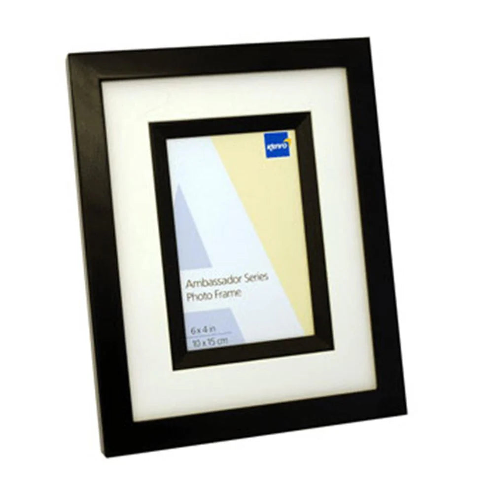 Ambassador Black Wooden 6x4 Photo Frame With White Mount
