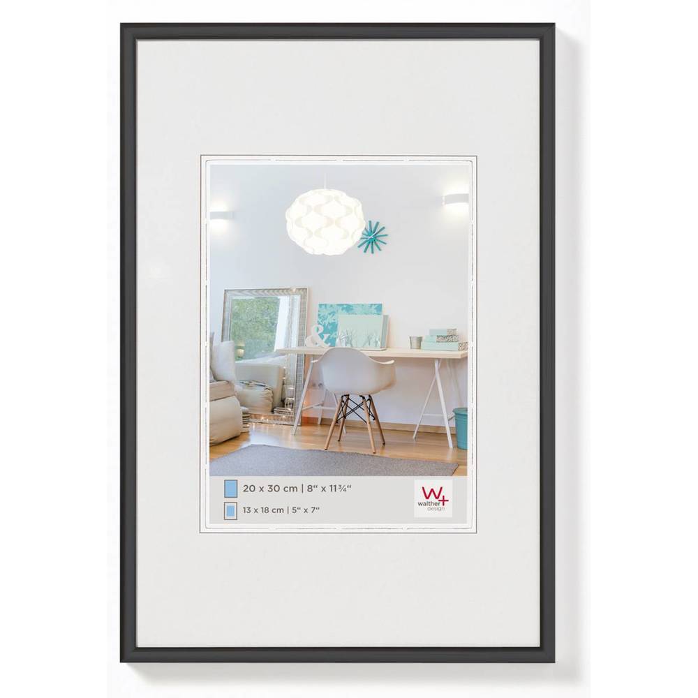 Walther New Lifestyle Photo Frame Black 11.75x9.5 Inch - (Insert 8x6 Inch)