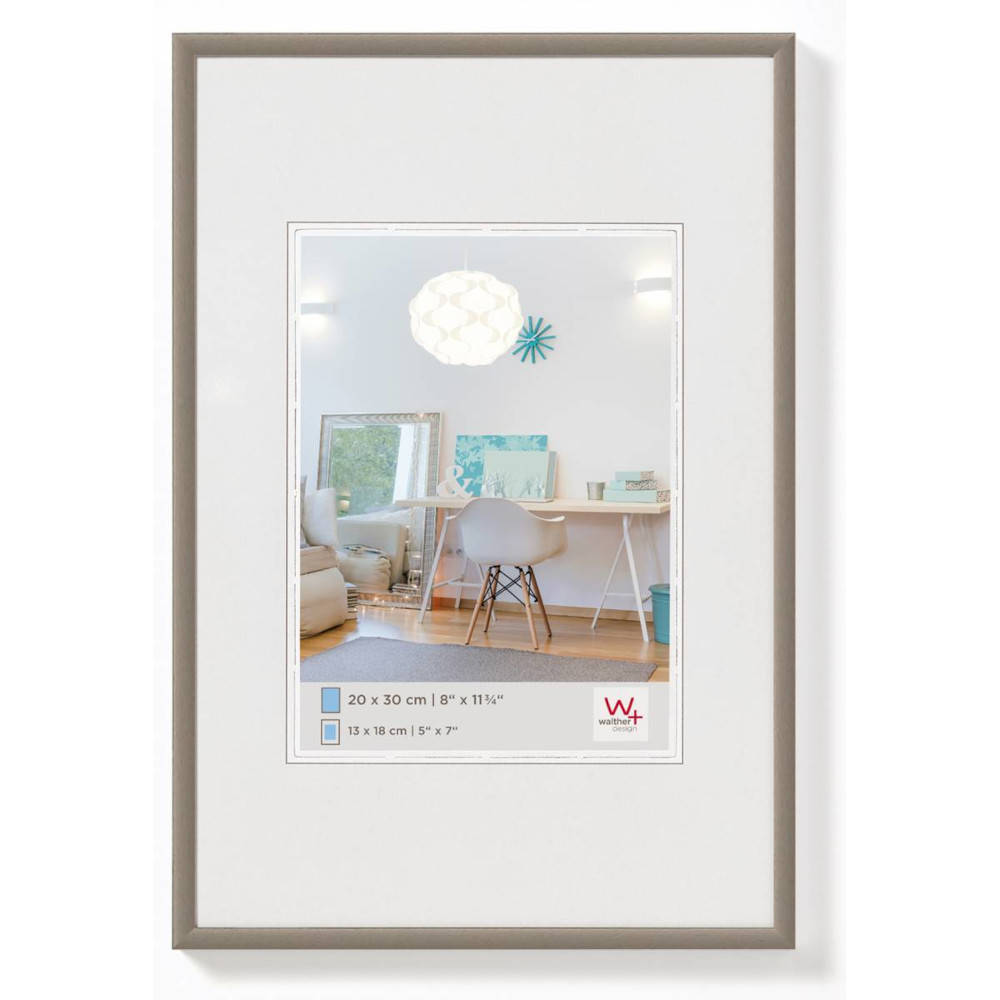 Walther New Lifestyle Photo Frame Steel 11.75x9.5 Inch - (Insert 8x6 Inch)