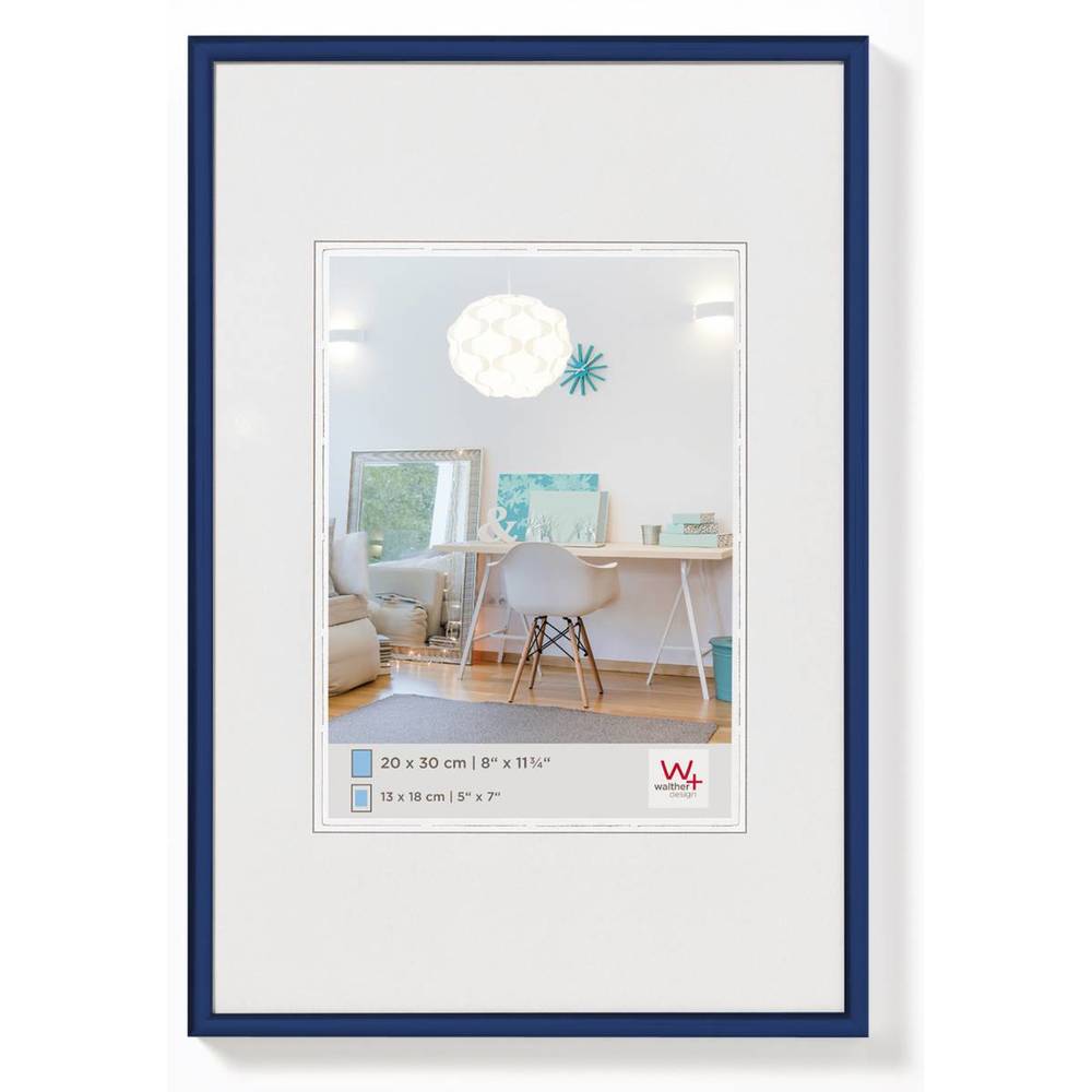 Walther New Lifestyle Photo Frame Blue 11.75x9.5 Inch - (Insert 8x6 Inch)
