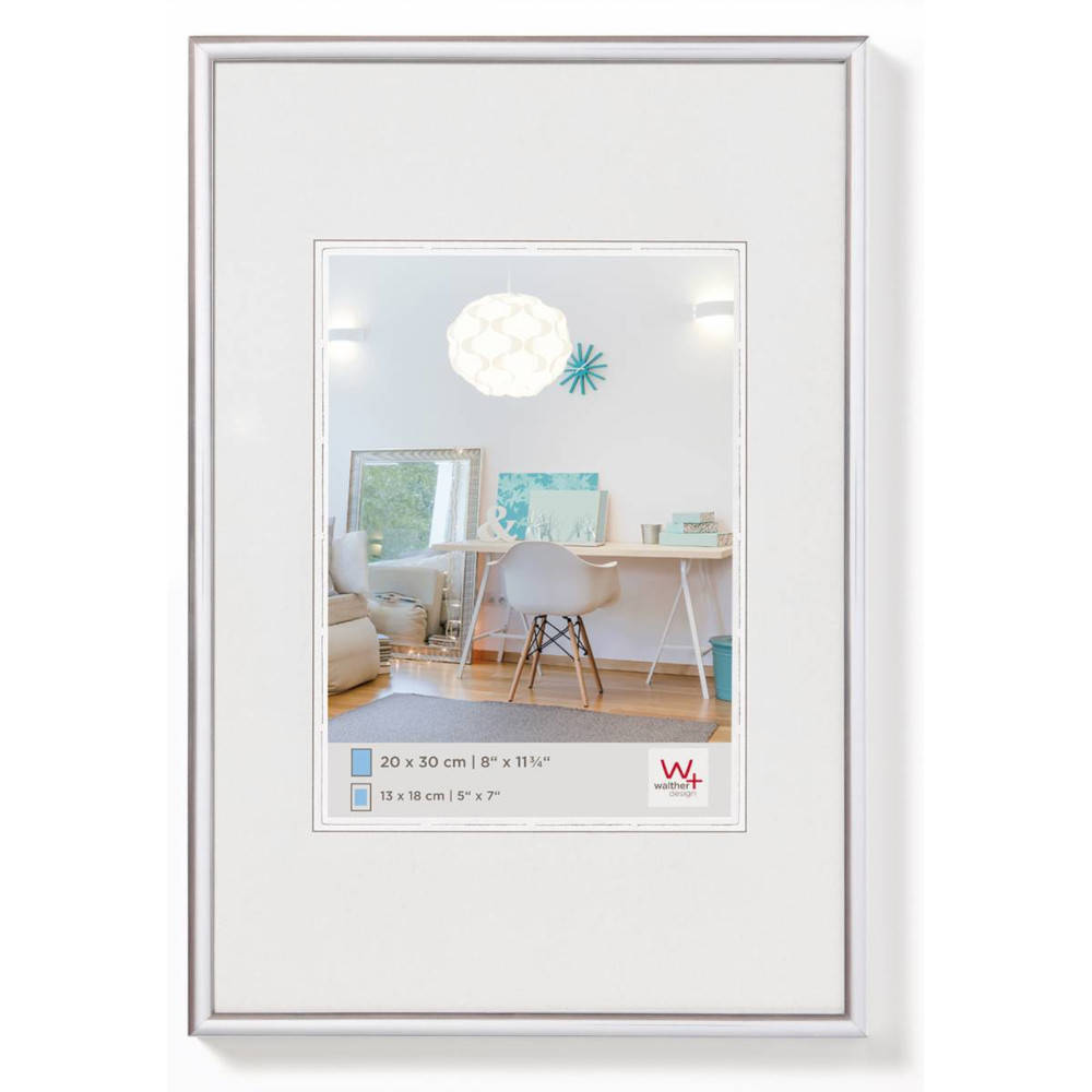 Walther New Lifestyle Photo Frame Silver 11.75x9.5 Inch - (Insert 8x6 Inch)