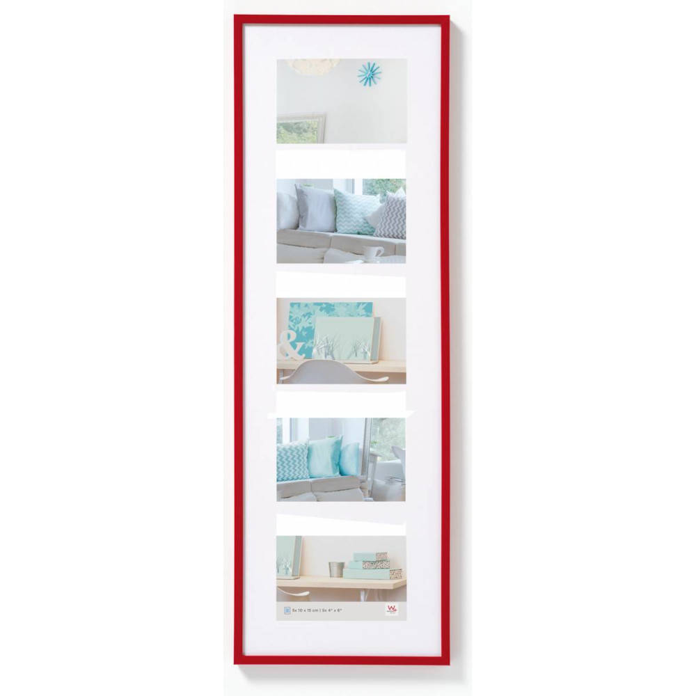 Walther New Lifestyle Multi Aperture Photo Frame Red for 5 6x4 Photos