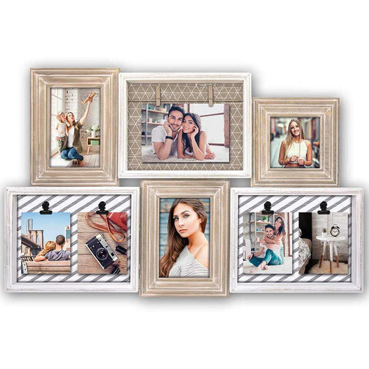 ZEP Multi Photo Frame with Clothes Pegs and Clips for upto 9 Photos - Overall Size 62x39cm