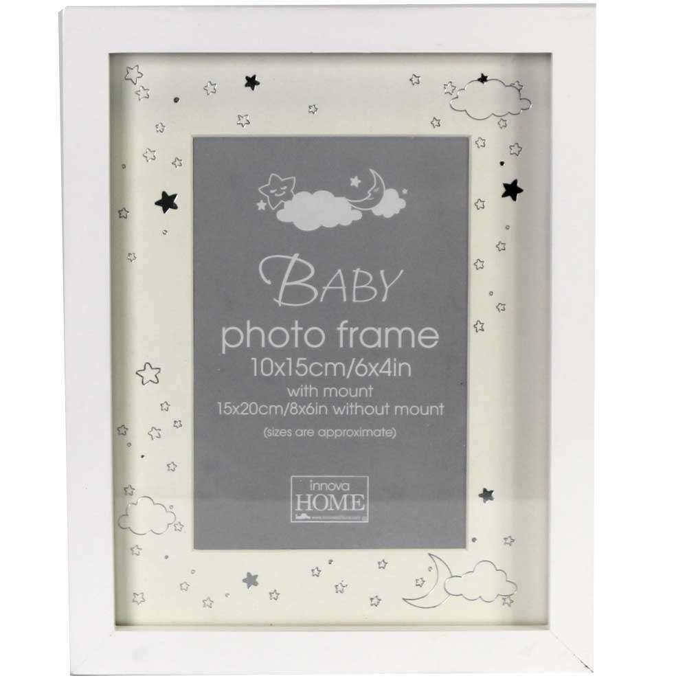 Shiny Stars White 6x4 Baby Photo Frame