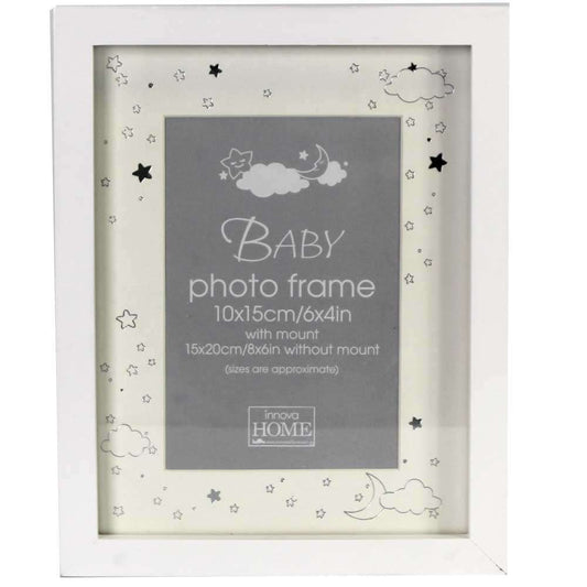Shiny Stars White 6x4 Baby Photo Frame