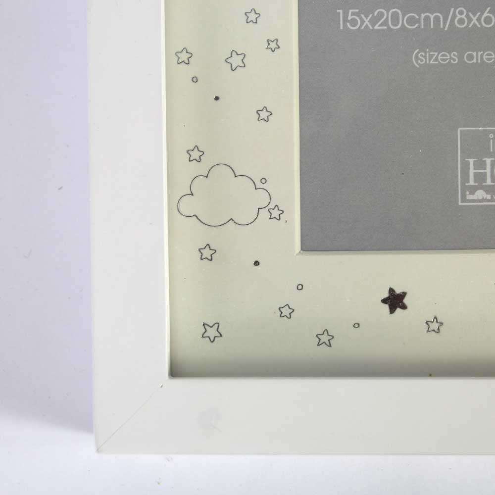 Shiny Stars White 6x4 Baby Photo Frame