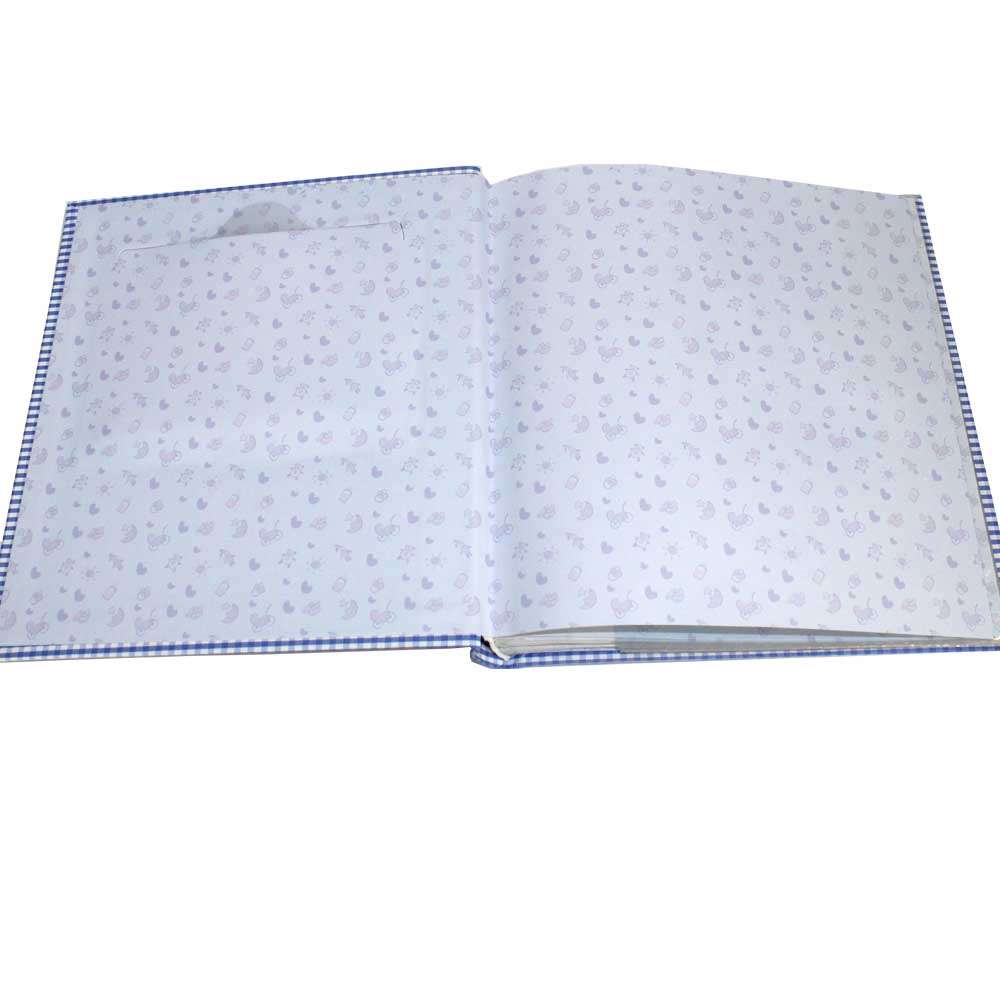 Baby Blue Gingham Slip-In Photo Album for 100 6x4 Inch Photos