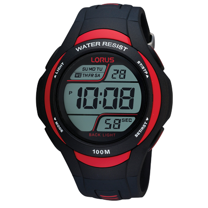 Lorus R2307EX9 Digital Watch Mens Black Rubber Strap HC Gifts
