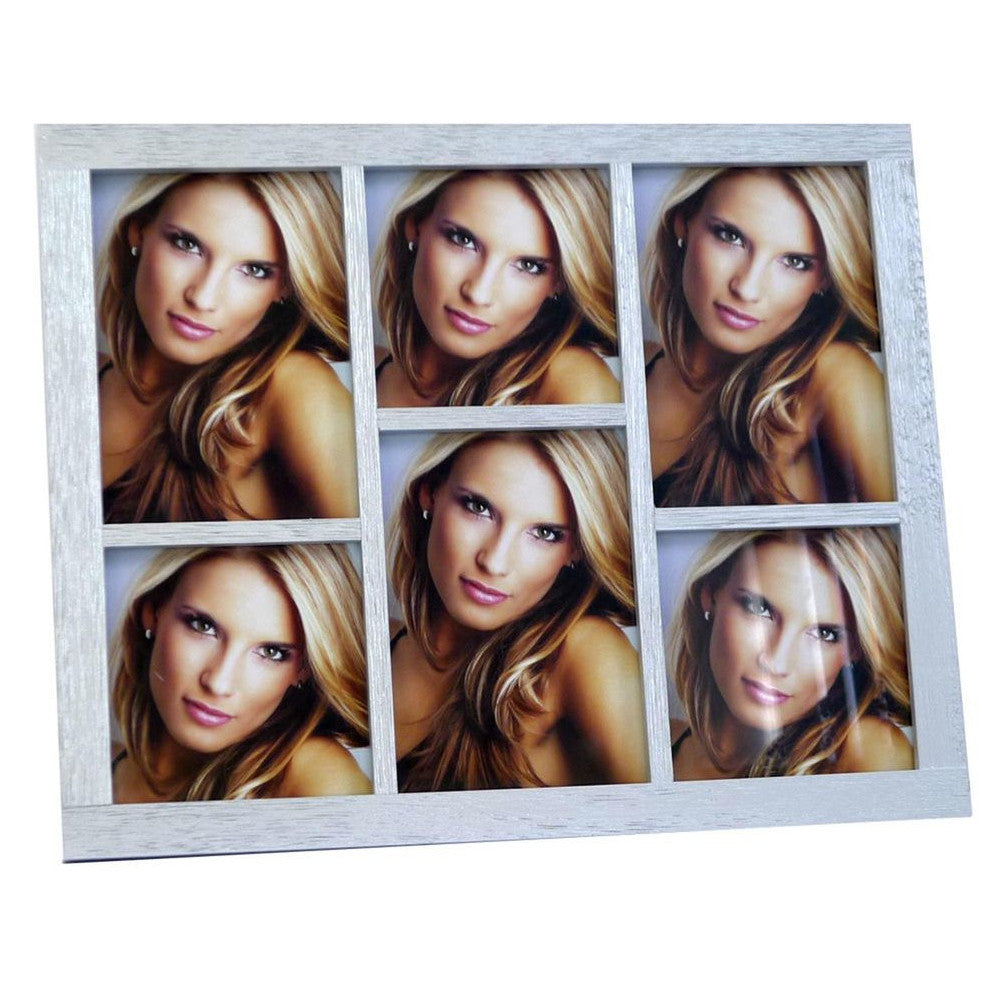 Quebec Silver Wood Multi Aperture Photo Frame for 6 Photos