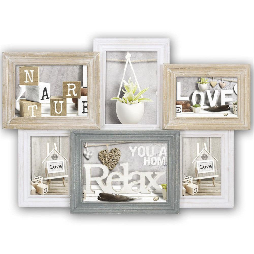 Vincennes Rustic Multi Aperture Wood Photo Frame