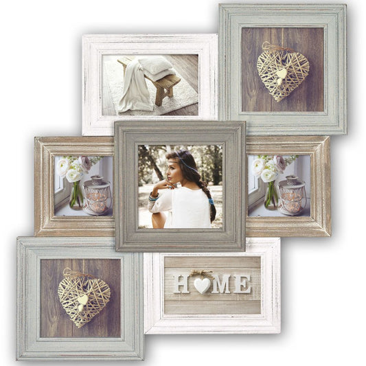 Airolo Wood Multi Aperture Photo Frame Overall Size 19.75x 20.75 Inches