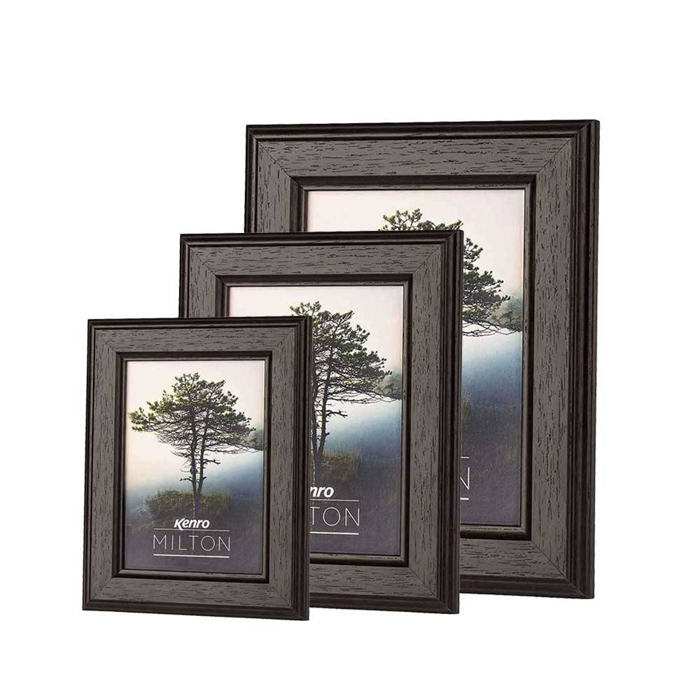 Kenro Milton Black Wood 8x6 Inch Photo Frame - Hangs and Stands