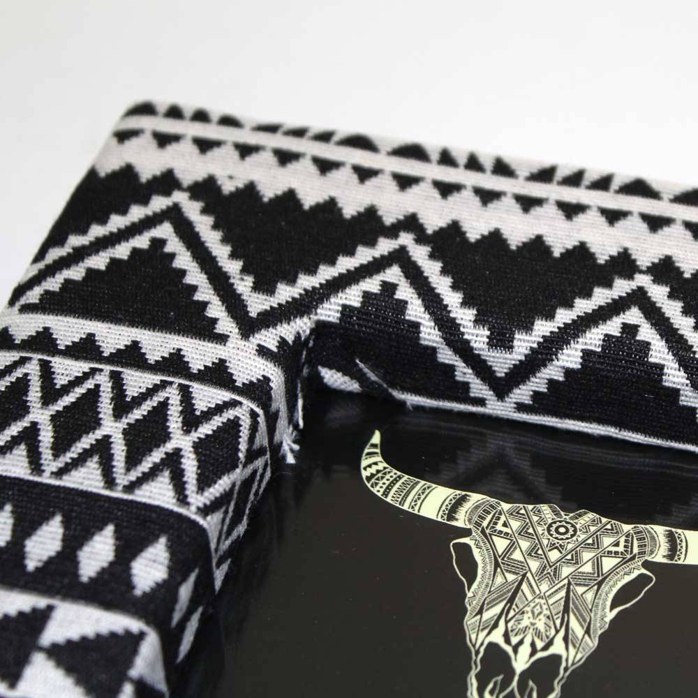 Aztec Material 4x4 Photo Frame - Black/White
