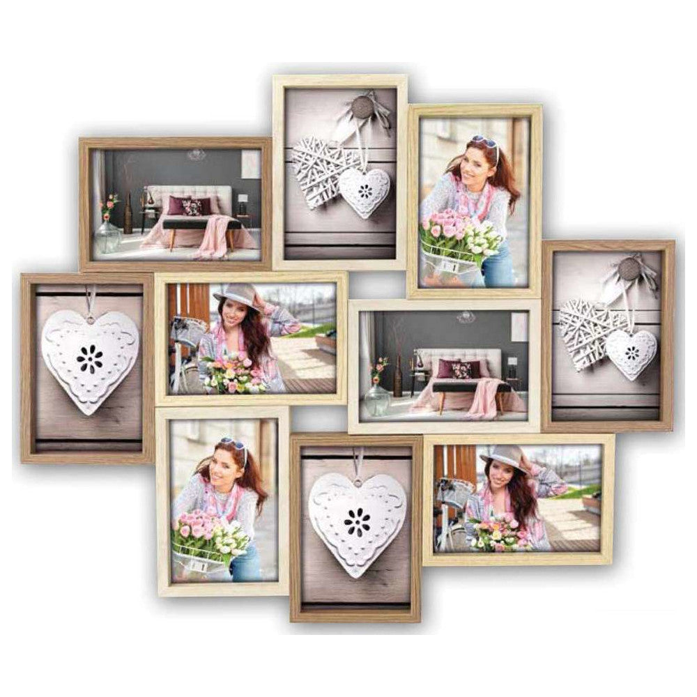 ZEP Montreaux Wooden Multi Photo Frame - Brown - 10 6x4 Inch Photos