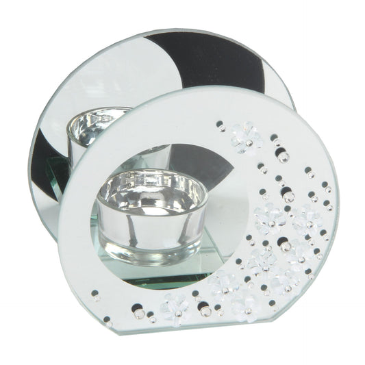 Hestia Glass & Crystal Round Shaped Holder For Tea Light