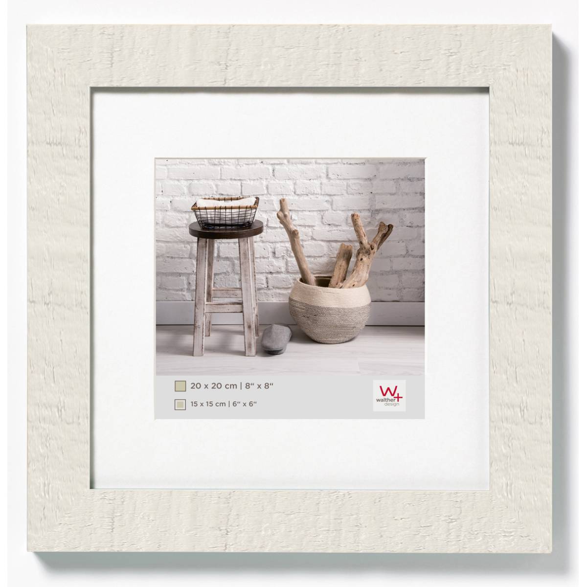 Walther Home Polar White Wooden Picture Frame – 8×8 inch (6x6 Mount Insert)