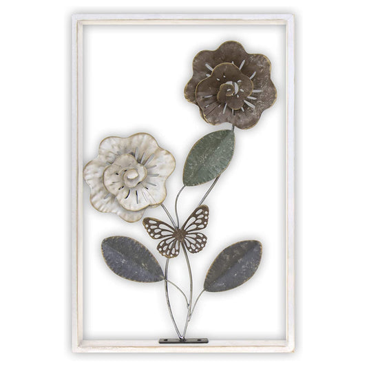 ZEP Flower and Butterfly Metal Wall Art - 26x40cm
