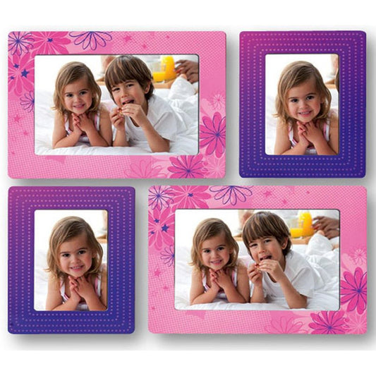 Self Adhesive Photo Frame for 4 Photos - Pink and Purple