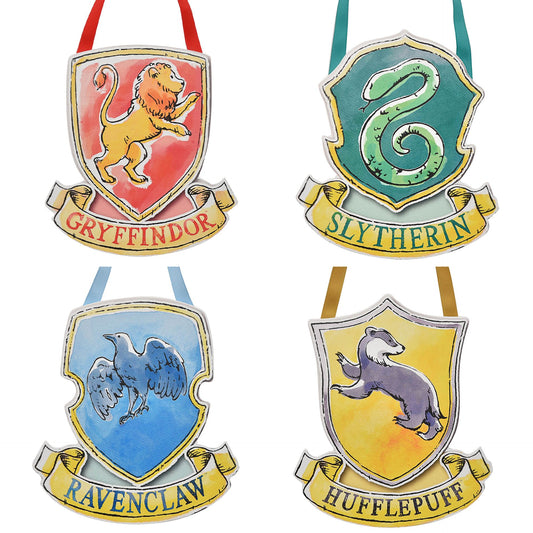 Harry Potter Charms Hogwarts Houses Hanging Plaques - Set of 4