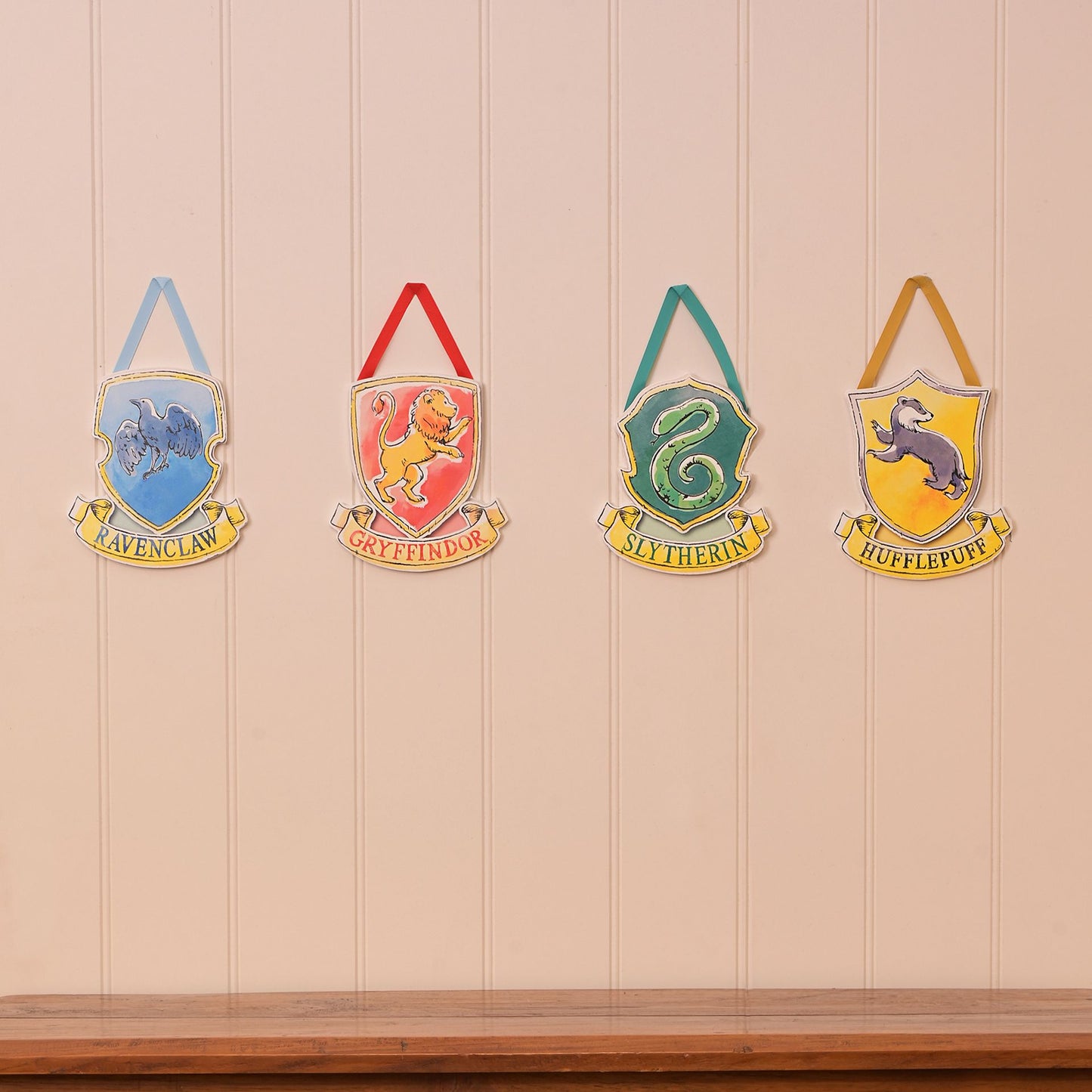 Harry Potter Charms Hogwarts Houses Hanging Plaques - Set of 4