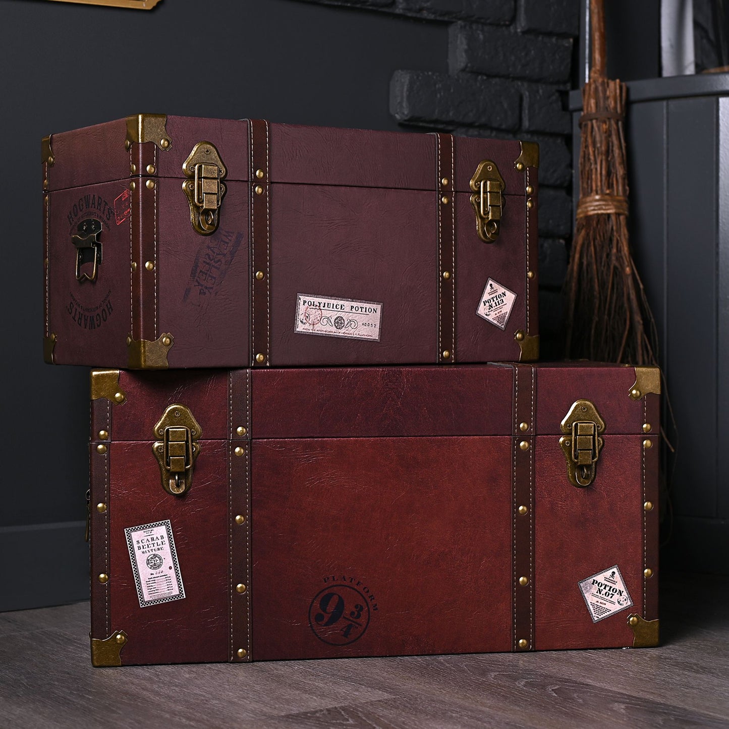 Harry Potter Storage Trunks Set of 2 - PU Leather - Brown