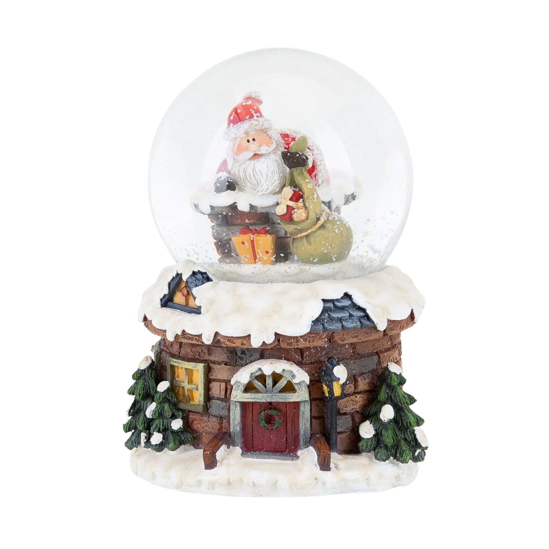 snow globe with santa on chimney