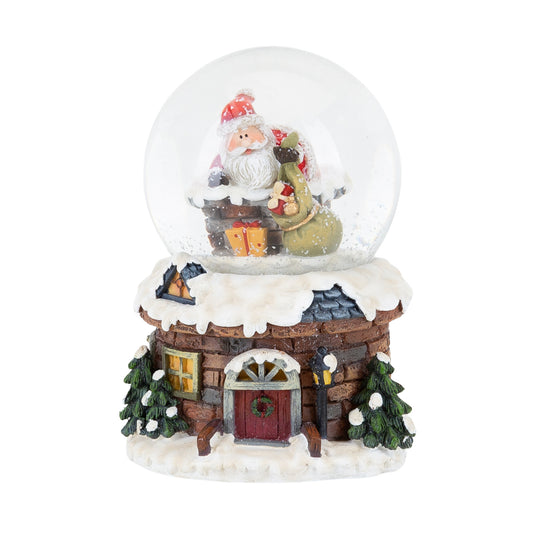 snow globe with santa on chimney