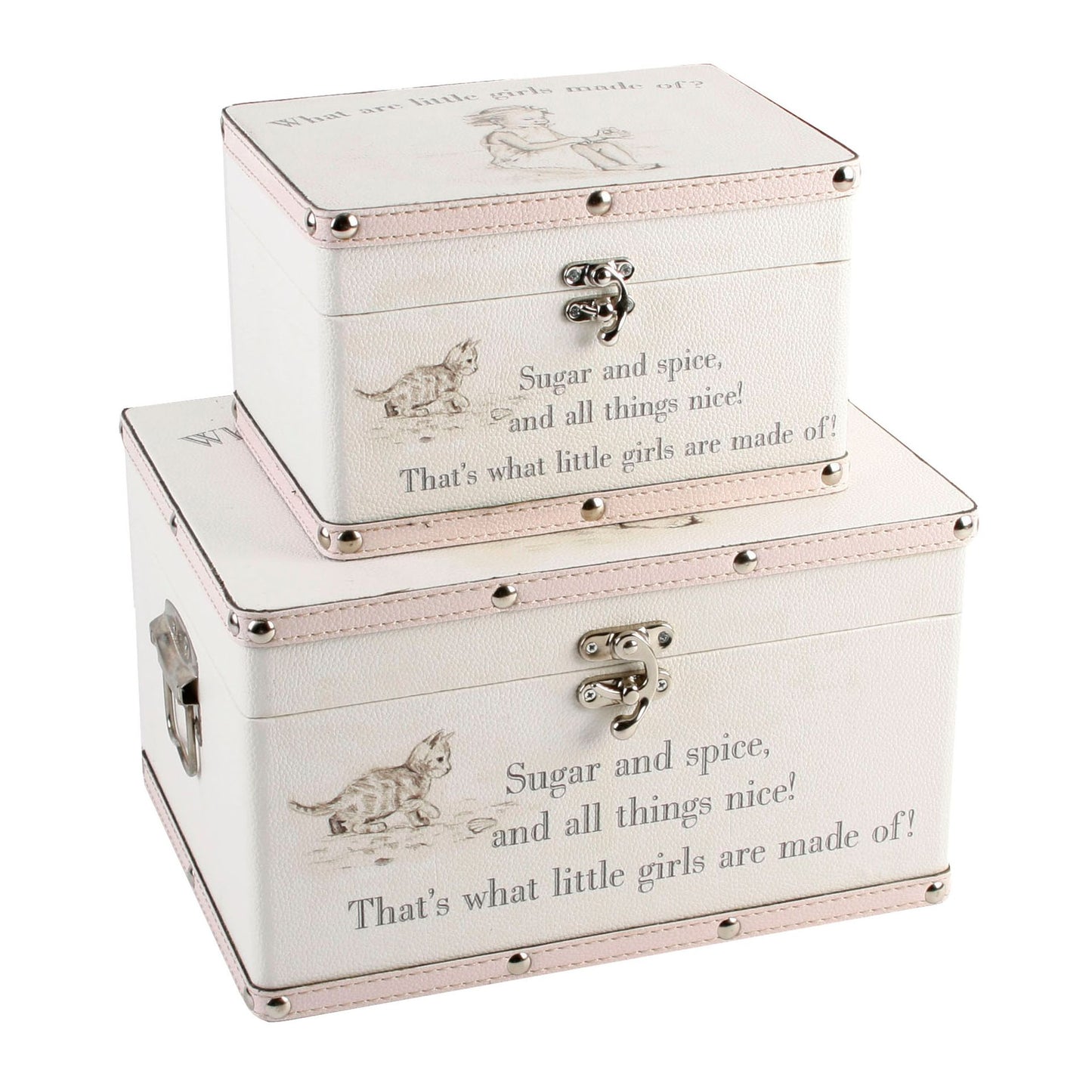 Petit Cheri "Little Girls" Set of 2 Luggage Storage Boxes - Faux Leather
